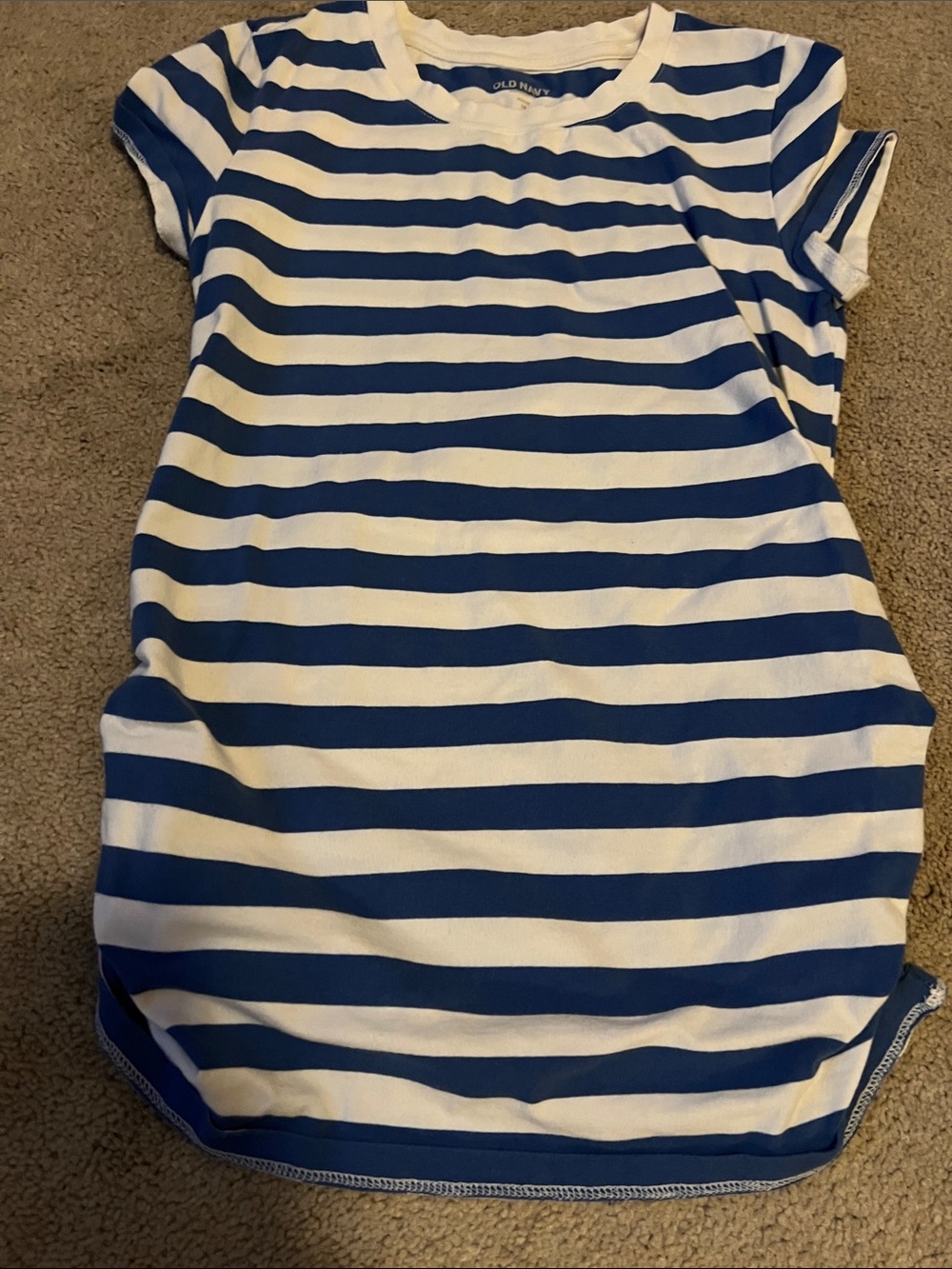 Old Navy Fitted Maternity Striped Ruched Side Short Sleeve Shirt -size XS, EU